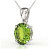 Image 1 : 2.75 CTW Peridot Designer Inspired Solitaire Necklace 18K White Gold - REF-34H4A - 21873