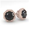 Image 1 : 1.0 CTW Black Diamond Stud Solitaire Earrings 18K Rose Gold - REF-52T5M - 35954