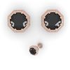 Image 2 : 1.0 CTW Black Diamond Stud Solitaire Earrings 18K Rose Gold - REF-52T5M - 35954