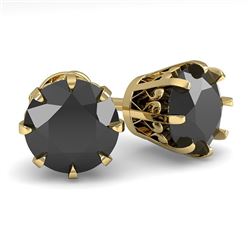 3.0 CTW Black Diamond Stud Solitaire Earrings 18K Yellow Gold - REF-105Y5K - 35704