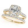 Image 1 : 1.70 CTW Certified VS/SI Diamond 2Pc Wedding Set Solitaire Halo 14K Yellow Gold - REF-235W3F - 30719