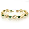 Image 1 : 5.10 CTW Emerald & Diamond Bracelet 10K Yellow Gold - REF-70X9T - 10331