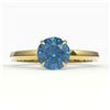 Image 1 : 2 CTW London Blue Topaz Inspired Solitaire Engagement Ring 18K Yellow Gold - REF-36H2A - 22230