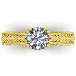 1.06 CTW Solitaire Certified VS/SI Diamond Ring 14K Yellow Gold - REF-286X6T - 38537