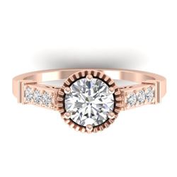 1.22 CTW Certified VS/SI Diamond Solitaire Art Deco Ring 14K Rose Gold - REF-347W8F - 30535