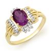 Image 1 : 0.77 CTW Amethyst & Diamond Ring 10K Yellow Gold - REF-17X3T - 12425