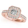 Image 2 : 1.05 CTW Certified VS/SI Cushion Diamond 2Pc Set Solitaire Halo 14K Rose Gold - REF-170X9T - 31380