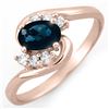 Image 1 : 0.70 CTW Blue Sapphire & Diamond Ring 14K Rose Gold - REF-23H3A - 10593