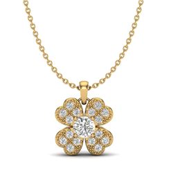 0.27 CTW Micro Pave VS/SI Diamond Necklace 18K Yellow Gold - REF-34K2W - 20352