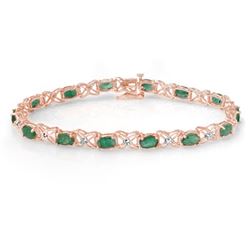 6.85 CTW Emerald & Diamond Bracelet 18K Rose Gold - REF-109H3A - 13894