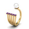 Image 1 : 0.75 CTW Amethyst & White Pearl Designer Ring 14K Yellow Gold - REF-27H3A - 20857