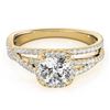 Image 1 : 1 CTW Certified VS/SI Cushion Diamond Solitaire Halo Ring 18K Yellow Gold - REF-183W3F - 27092