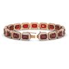 Image 2 : 26.21 CTW Garnet & Diamond Halo Bracelet 10K Rose Gold - REF-301H8A - 41424