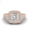 Image 2 : 1.77 CTW Cushion VS/SI Diamond Solitaire Art Deco Ring 18K Rose Gold - REF-459T3M - 37032