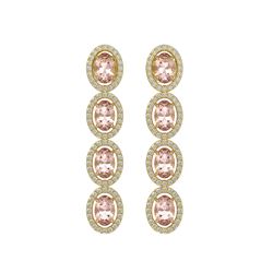 6.09 CTW Morganite & Diamond Halo Earrings 10K Yellow Gold - REF-130T8M - 40516