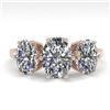 Image 1 : 2.0 CTW Solitaire Past Present Future VS/SI Oval Diamond Ring 18K Rose Gold - REF-414Y3K - 35912