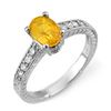 Image 1 : 2.0 CTW Yellow Sapphire & Diamond Ring 14K White Gold - REF-40H4A - 10823