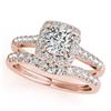 Image 1 : 1.74 CTW Certified VS/SI Cushion Diamond 2Pc Set Solitaire Halo 14K Rose Gold - REF-464W4F - 31338