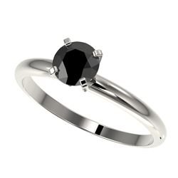 0.75 CTW Fancy Black VS Diamond Solitaire Engagement Ring 10K White Gold - REF-28K5W - 32877