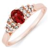 Image 1 : 0.74 CTW Pink Tourmaline & Diamond Ring 14K Rose Gold - REF-27X3T - 10901