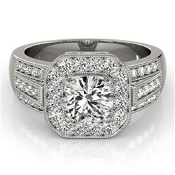 1.5 CTW Certified VS/SI Diamond Solitaire Halo Ring 18K White Gold - REF-292K4W - 26892