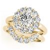 Image 1 : 2.59 CTW Certified VS/SI Diamond 2Pc Wedding Set Solitaire Halo 14K Yellow Gold - REF-453W3F - 31276