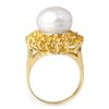 Image 2 : 1.50 CTW Yellow Sapphire & Pearl Ring 10K Yellow Gold - REF-47A6X - 10370
