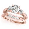 Image 1 : 1.39 CTW Certified VS/SI Diamond 3 Stone 2Pc Wedding Set 14K Rose Gold - REF-368W2F - 32055