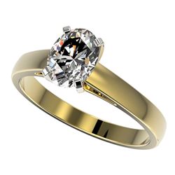 1.25 CTW Certified VS/SI Quality Oval Diamond Solitaire Ring 10K Yellow Gold - REF-372F3N - 33012