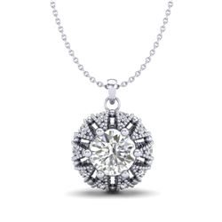 1.2 CTW VS/SI Diamond Art Deco Micro Pave Stud Necklace 18K White Gold - REF-220N2Y - 36998