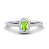 Image 1 : 0.50 CTW Peridot & Micro Pave VS/SI Diamond Ring Halo 18K White Gold - REF-33X5T - 21390