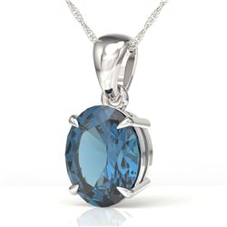 3.50 CTW London Blue Topaz Designer Solitaire Necklace 18K White Gold - REF-29Y3K - 21869