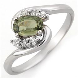 0.70 CTW Green Sapphire & Diamond Ring 10K White Gold - REF-17W5F - 10505