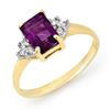 Image 1 : 1.16 CTW Amethyst & Diamond Ring 10K Yellow Gold - REF-17M5H - 13056