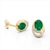 Image 2 : 2.50 Emerald & Micro Pave VS/SI Diamond Stud Earrings 10K Yellow Gold - REF-25H6A - 22332