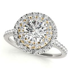 1.5 CTW Certified VS/SI Diamond Solitaire Halo Ring 18K White & Yellow Gold - REF-390Y5K - 26229