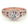 Image 1 : 1.15 CTW Certified VS/SI Diamond Solitaire Halo Ring 18K Rose Gold - REF-218Y2K - 26743