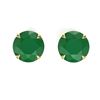 Image 1 : 4 CTW Emerald Designer Inspired Solitaire Stud Earrings 18K Yellow Gold - REF-34Y5K - 21821