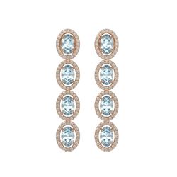 4.68 CTW Aquamarine & Diamond Halo Earrings 10K Rose Gold - REF-115A6X - 40527