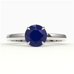 2 CTW Sapphire Designer Inspired Solitaire Engagement Ring 18K White Gold - REF-35Y3K - 22240