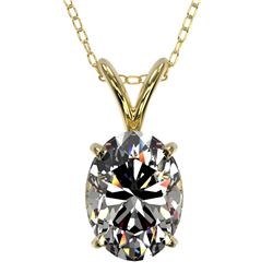 1.25 CTW Certified VS/SI Quality Oval Diamond Solitaire Necklace 10K Yellow Gold - REF-423X3T - 3321