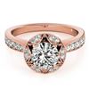 Image 1 : 1.5 CTW Certified VS/SI Diamond Solitaire Halo Ring 18K Rose Gold - REF-404W4F - 26890