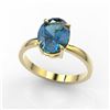 Image 2 : 3.50 CTW London Blue Topaz Designer Solitaire Ring 18K Yellow Gold - REF-36Y2K - 22070