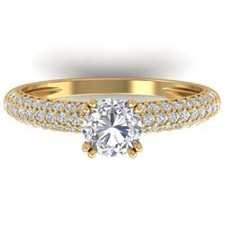 1.4 CTW Certified VS/SI Diamond Solitaire Art Deco Micro Ring 14K Yellow Gold - REF-206X2T - 30413