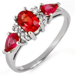 1.33 CTW Red Sapphire & Diamond Ring 10K White Gold - REF-19X3T - 11399