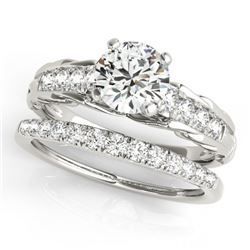 0.79 CTW Certified VS/SI Diamond Solitaire 2Pc Wedding Set 14K White Gold - REF-121Y8K - 31643