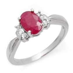 1.26 CTW Ruby & Diamond Ring 10K White Gold - REF-22M8H - 12923