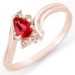 0.35 CTW Red Sapphire & Diamond Ring 18K Rose Gold - REF-26N4Y - 11450