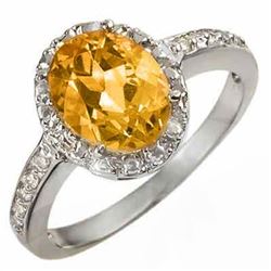 2.10 CTW Citrine & Diamond Ring 14K White Gold - REF-27W6F - 10070