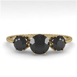 1 CTW Past Present Future Black Certified Diamond Ring 18K Yellow Gold - REF-71N3Y - 35908